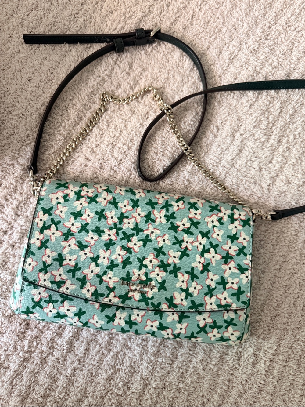 kate spade Green and Cream Floral Crossbody Bag - Picture 3 of 3